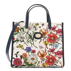 Gucci Canvas Medium Flora Tote White #238401G10B